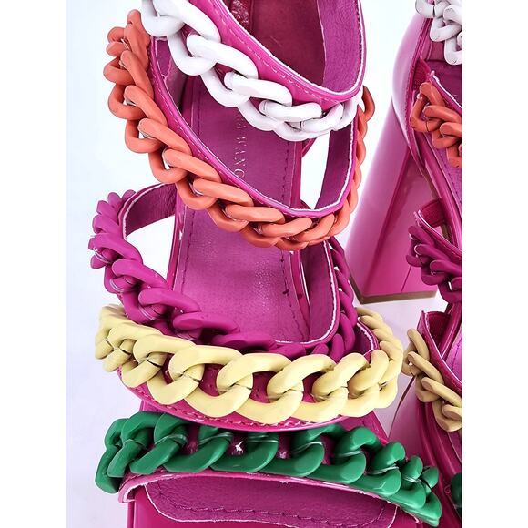 Azalea Wang Pink Corrine Chain Link Platform Sandals Size 7 - Picture 6 of 16